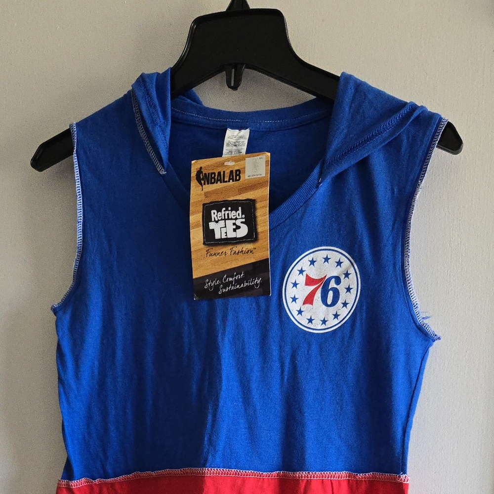 Blue/Red 76ers Sleeveless Hooded Dress